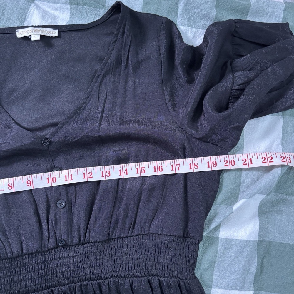 Kings Road Black Maxi Dress Womens L Tiered Ruffle Whimsigoth Ren Faire Y2K Goth - Picture 8 of 10